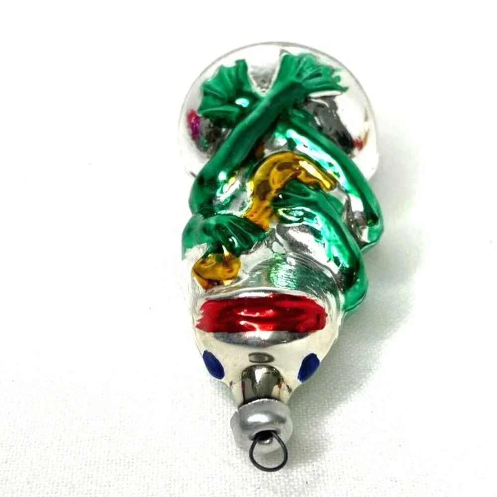 Vintage Blown Glass Ornament Frog Holding Instrument Guitar‎ Ukelele Retro